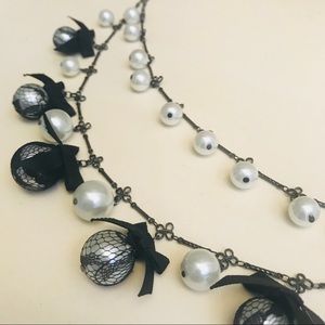 White House Black Market Pearl & Lace Necklace